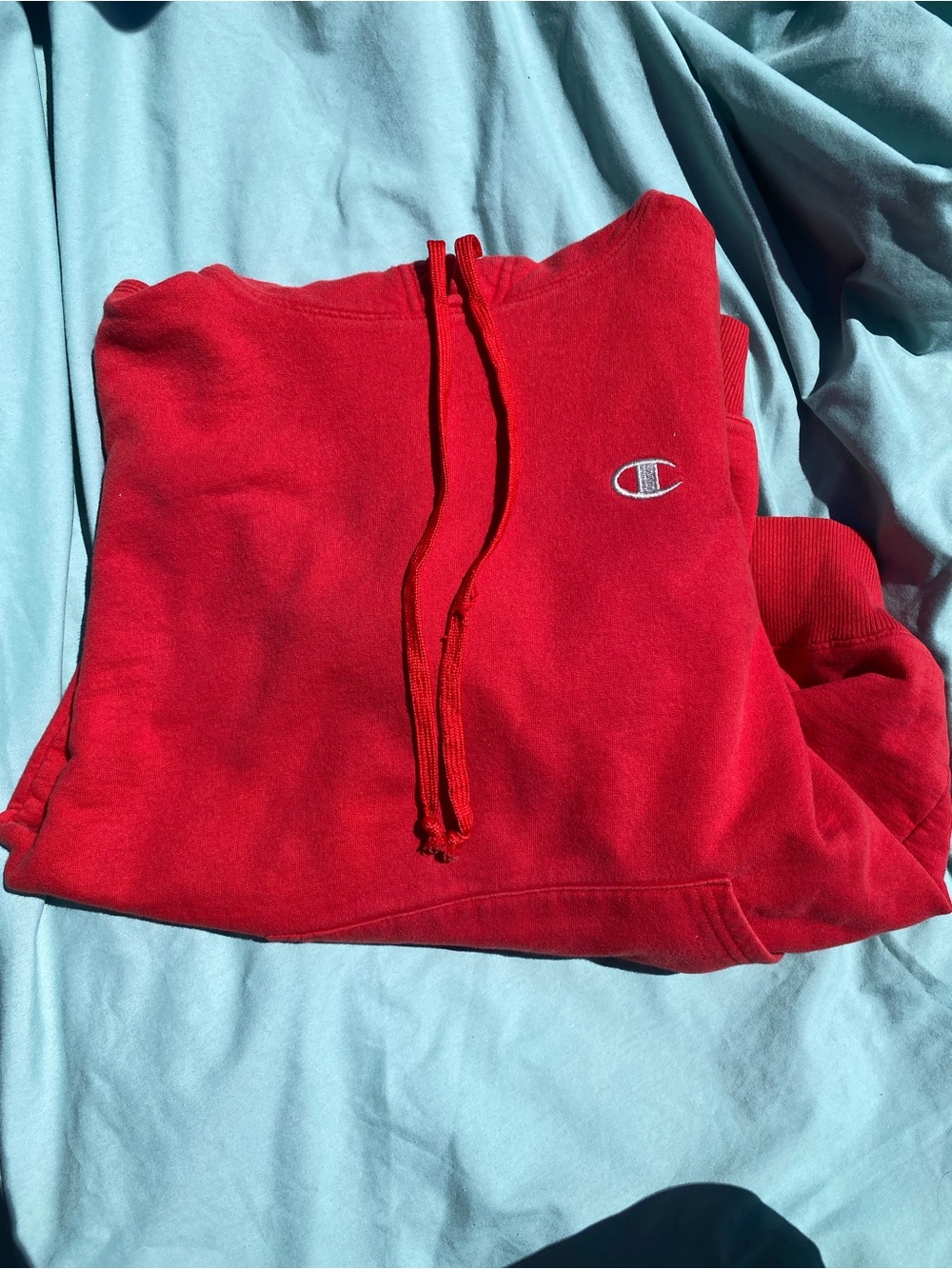 Champion Red Hoodie with Gray Lined Hood